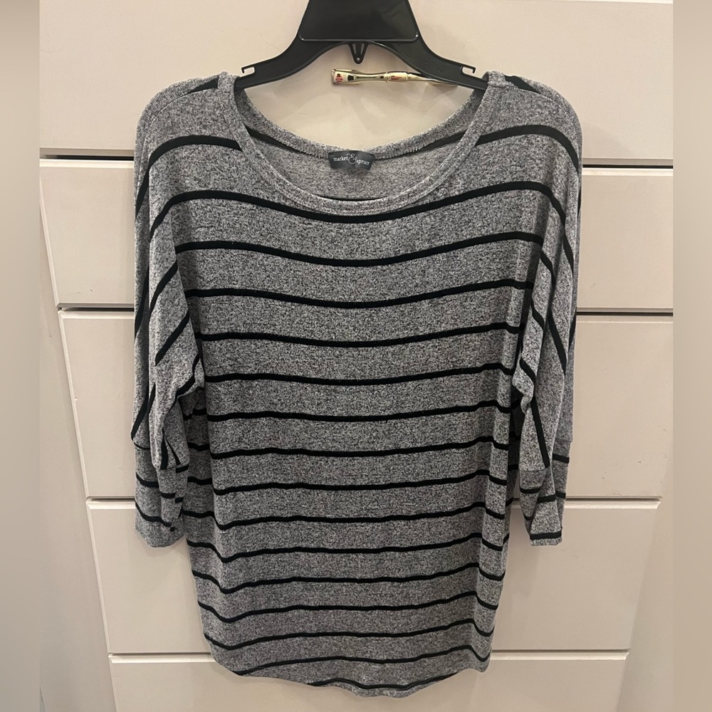 Market Spruce gray and black striped top